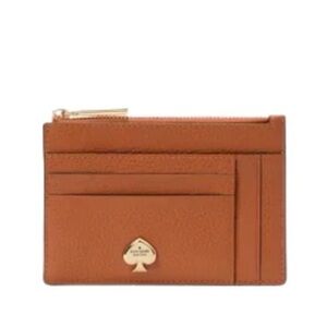Kate Spade Kayla Large Slim Cardholder in warm gingerbread pebbled leather (185)